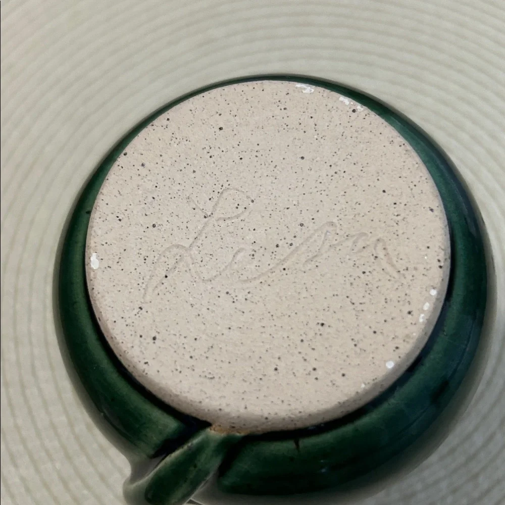 Handcrafted Green Cat Ceramic Egg Separator.